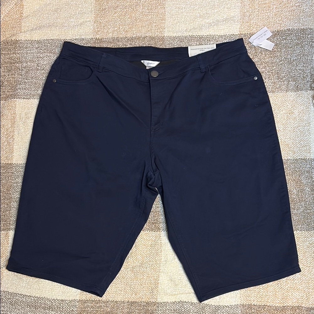 CJ Banks Blue Flat Front Bermuda Shorts